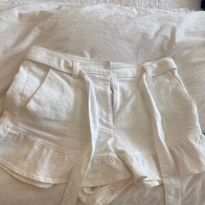 Cinq à Sept White High Waist Ruffle Shorts